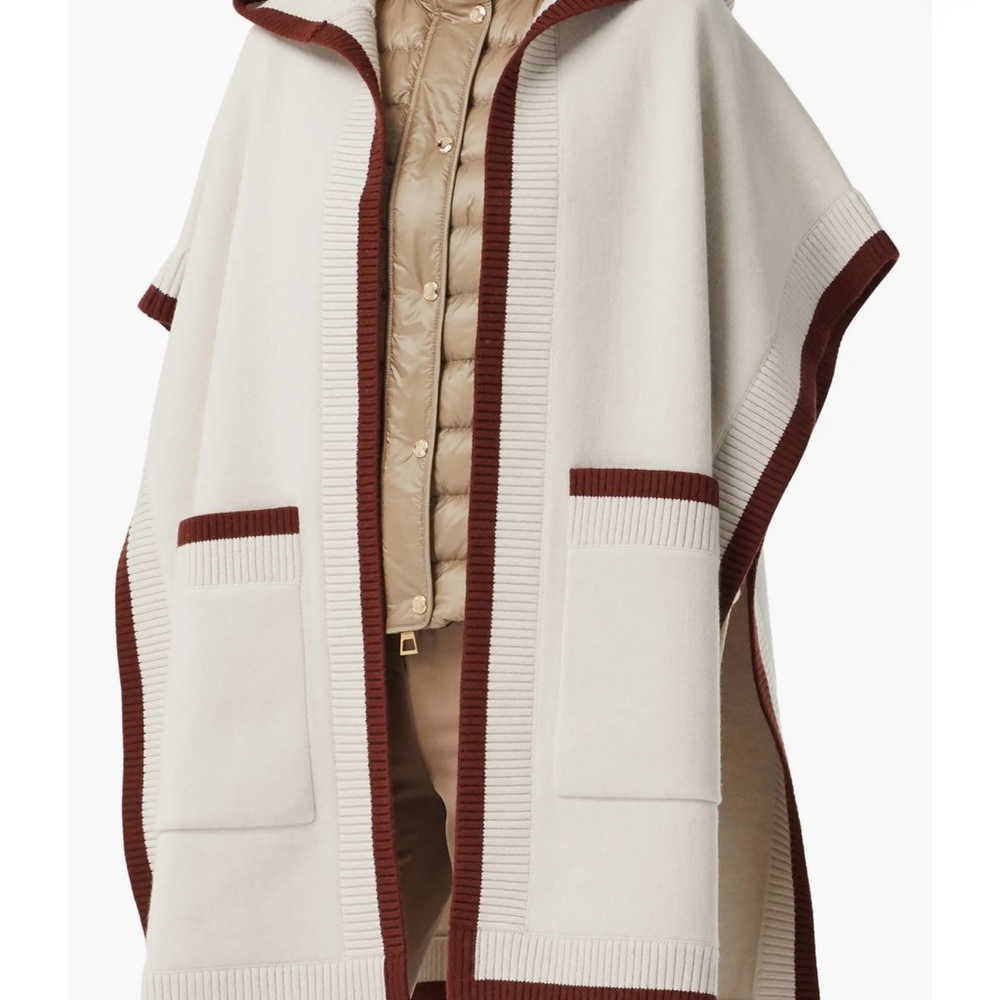 Burberry Carla Logo Hooded Wool Blend Cape